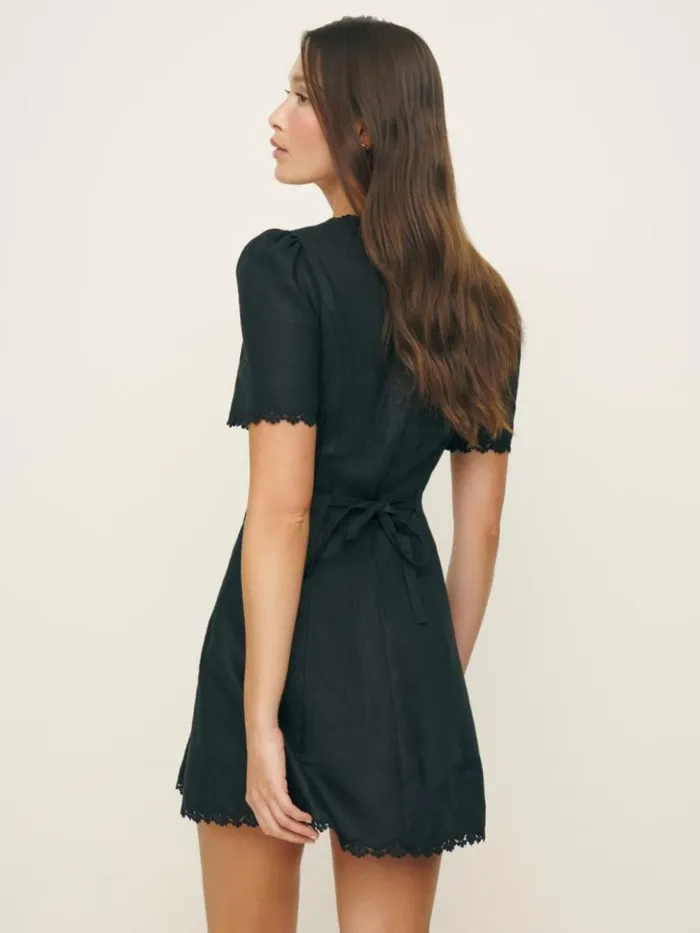 Clothing The Reformation Anabella Linen Dress Black