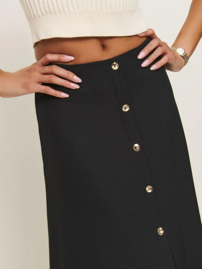 Clothing The Reformation Andi Low Rise Maxi Skirt Pitch Black