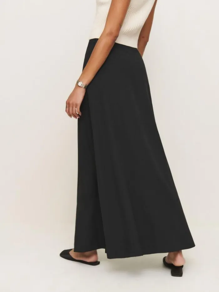 Clothing The Reformation Andi Low Rise Maxi Skirt Pitch Black