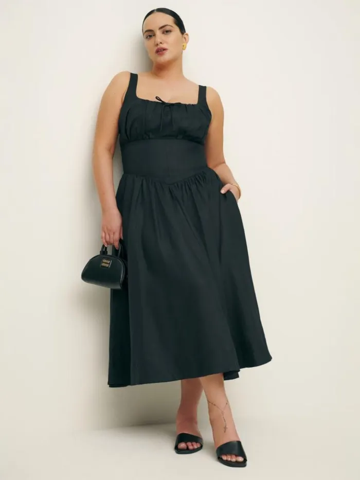 Clothing The Reformation Balia Linen Dress Es Black