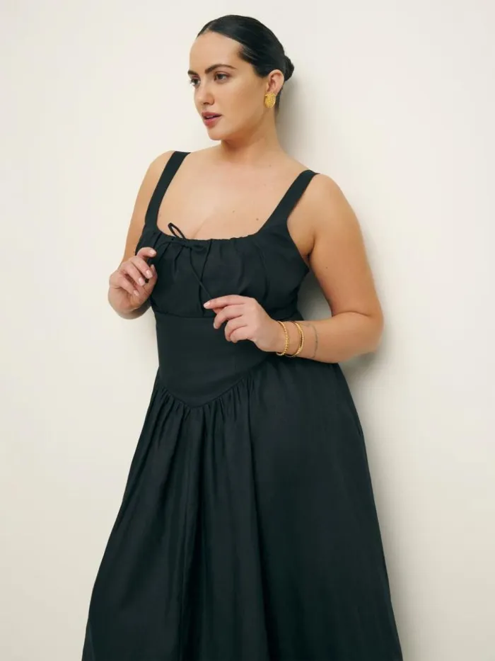 Clothing The Reformation Balia Linen Dress Es Black