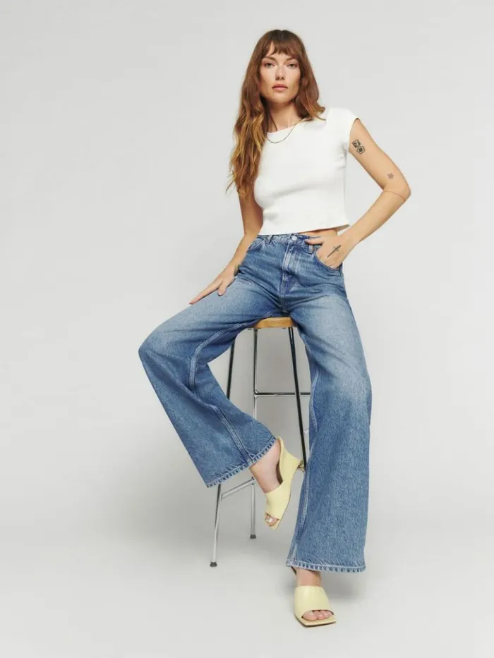 Clothing The Reformation Cary High Rise Slouchy Wide Leg Jeans Colorado