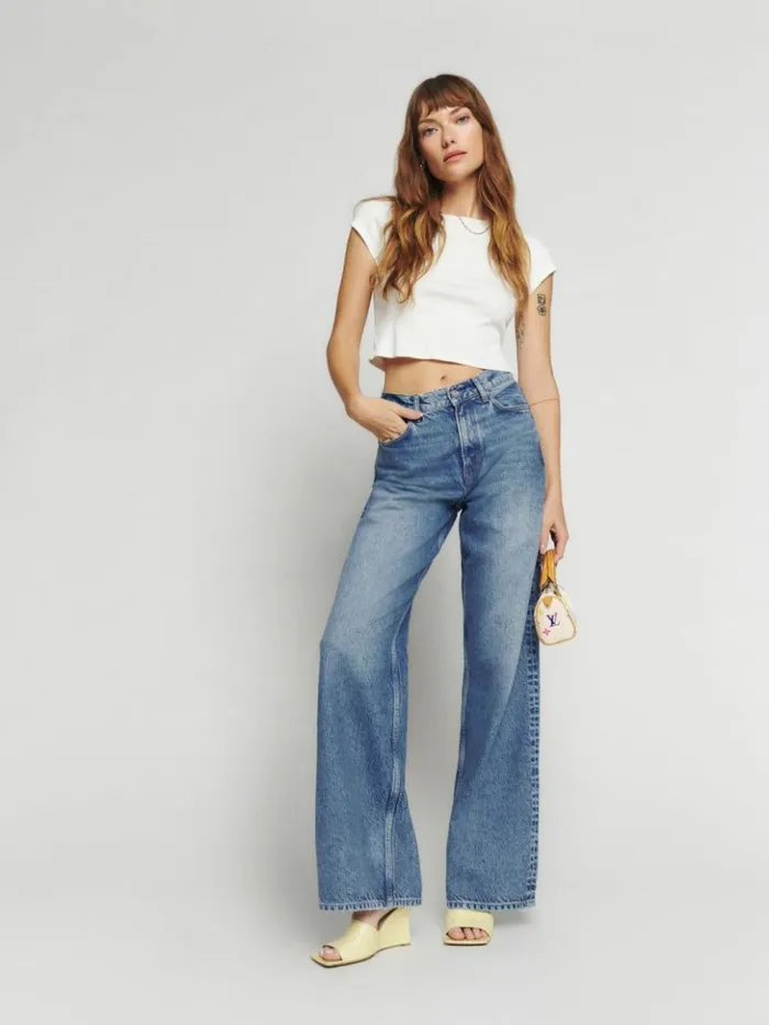 Clothing The Reformation Cary High Rise Slouchy Wide Leg Jeans Colorado