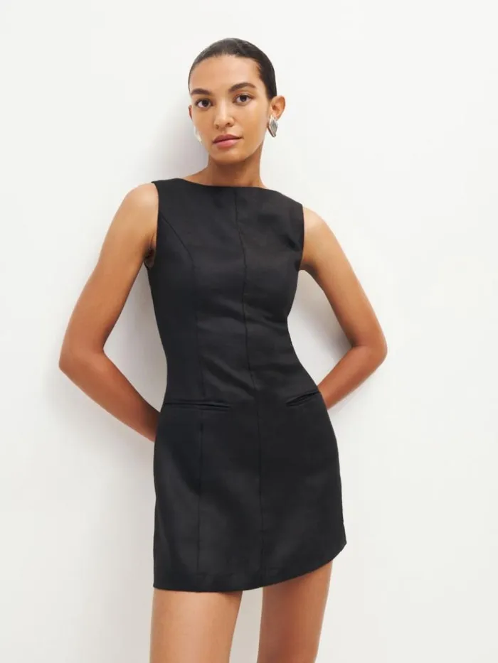 Clothing The Reformation Citron Linen Dress Black