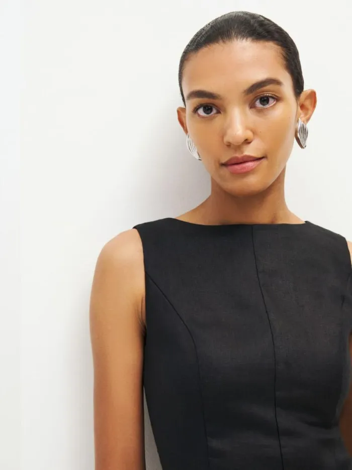 Clothing The Reformation Citron Linen Dress Black