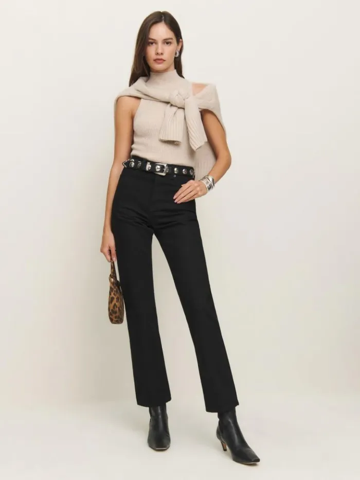 Clothing The Reformation Cynthia High Rise Straight Jeans Black