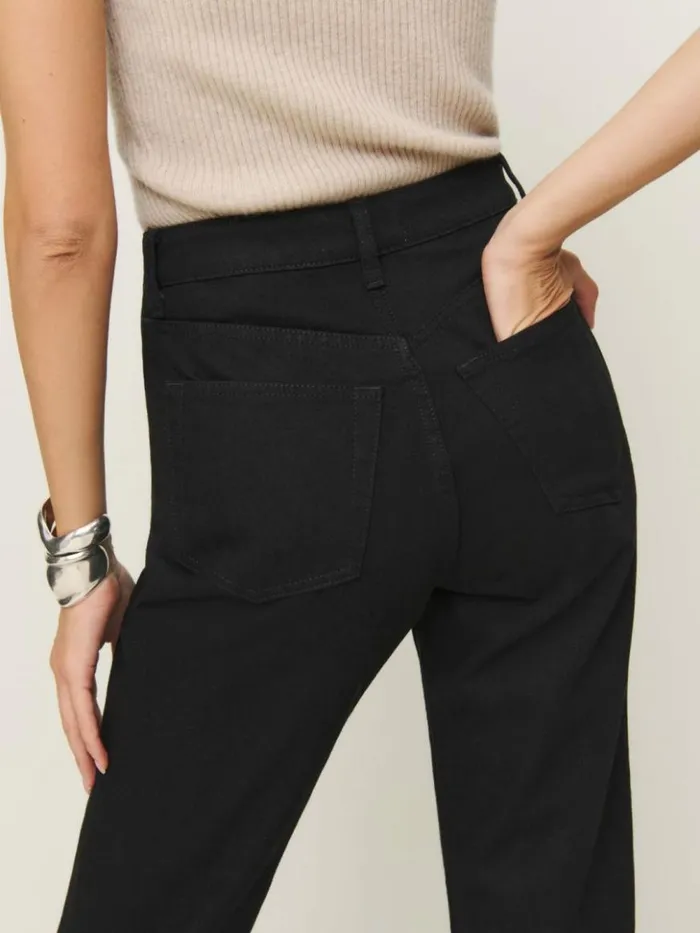 Clothing The Reformation Cynthia High Rise Straight Jeans Black
