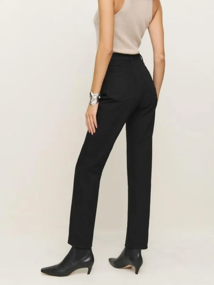 Clothing The Reformation Cynthia High Rise Straight Jeans Black