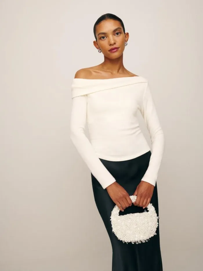 Clothing The Reformation Elio Knit Top Fior Di Latte