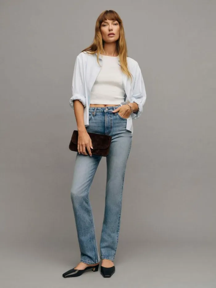 Clothing The Reformation Jax Stretch High Rise Straight Jeans Norris