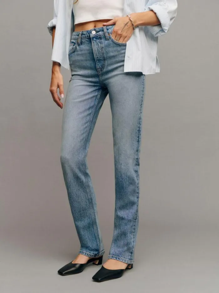 Clothing The Reformation Jax Stretch High Rise Straight Jeans Norris