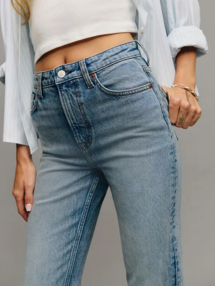 Clothing The Reformation Jax Stretch High Rise Straight Jeans Norris