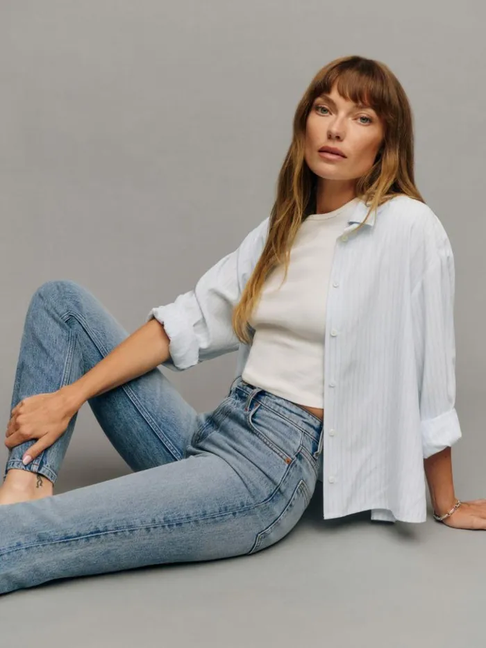 Clothing The Reformation Jax Stretch High Rise Straight Jeans Norris