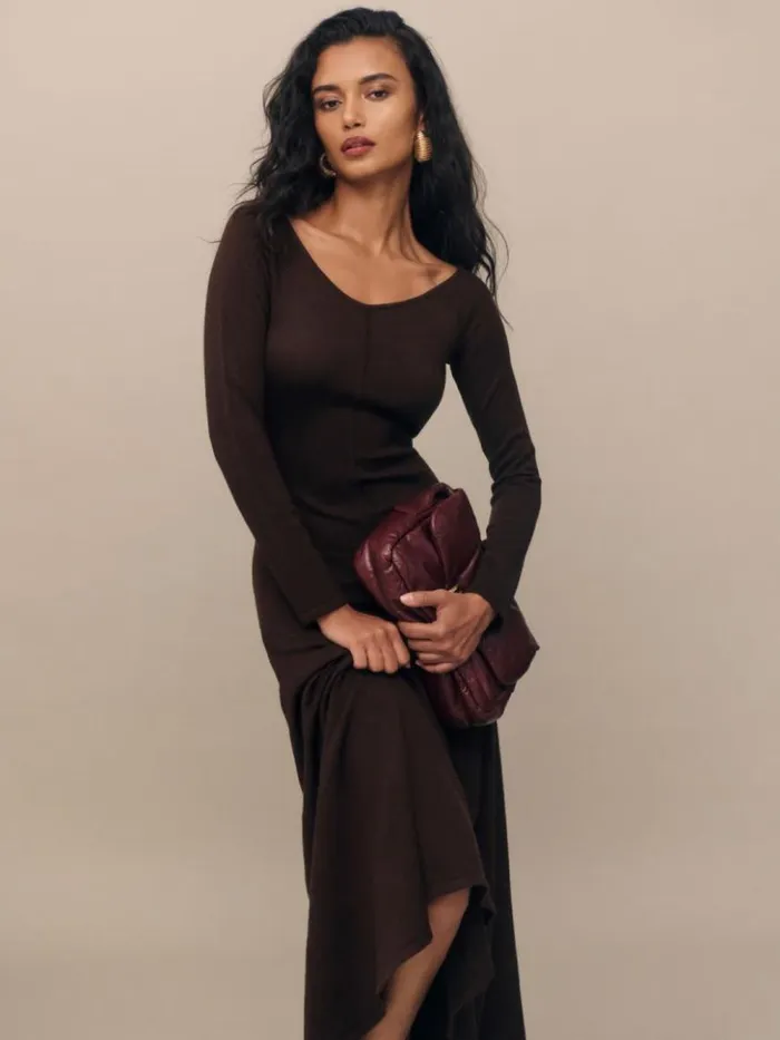 Clothing The Reformation Livia Regenerative Merino Sweater Dress Mole
