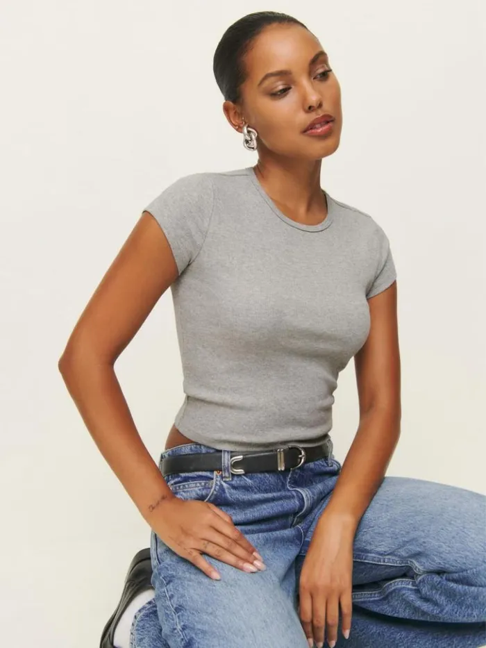 Clothing The Reformation Muse Tee Heather Grey