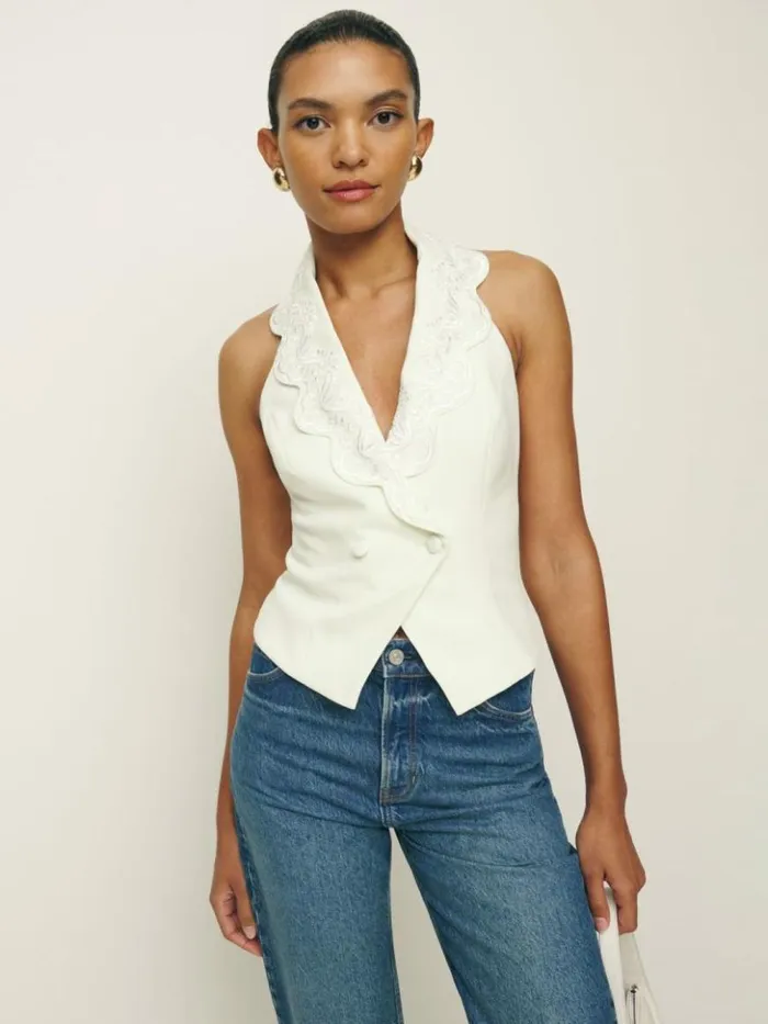 Clothing The Reformation Primrose Vest Cream