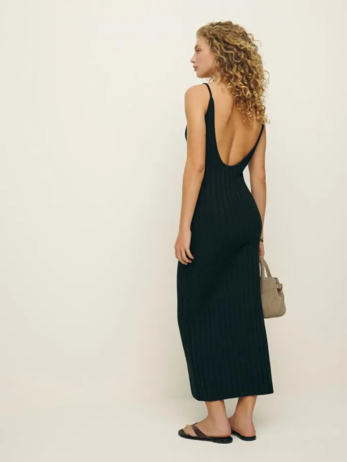Clothing The Reformation Samantha Cotton Sweater Dress Black