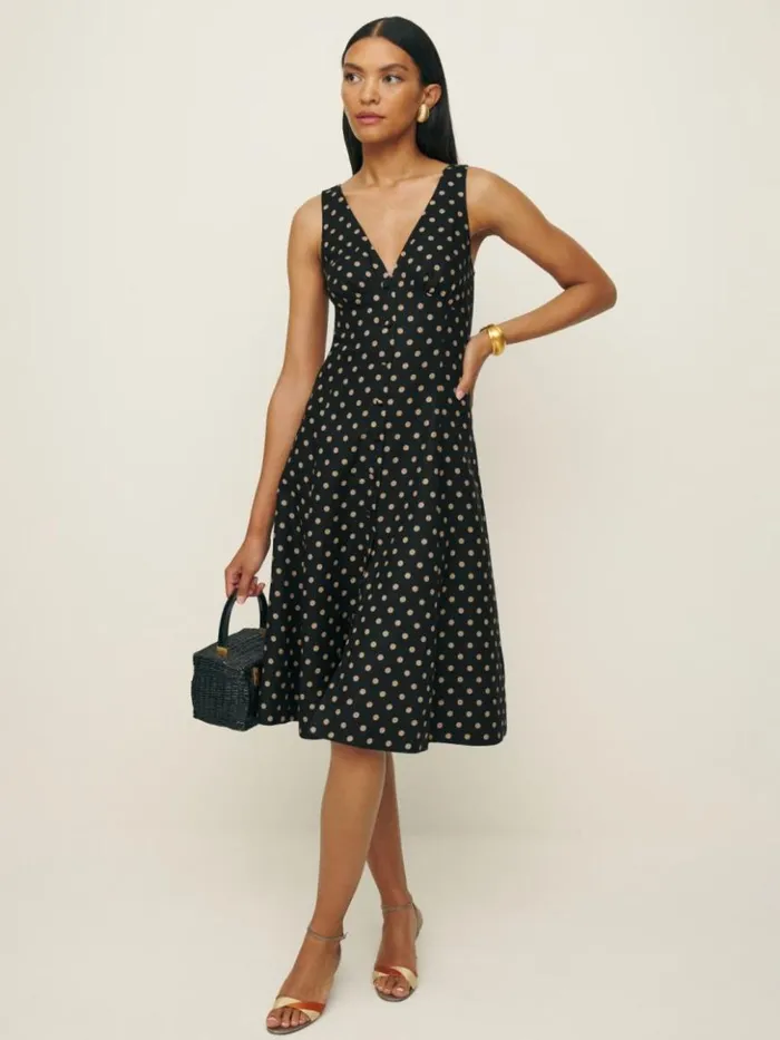 Clothing The Reformation Sebastien Linen Dress Ritz Dot