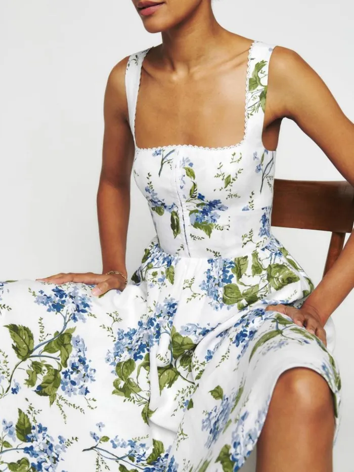 Clothing The Reformation Tagliatelle Linen Dress Riviera