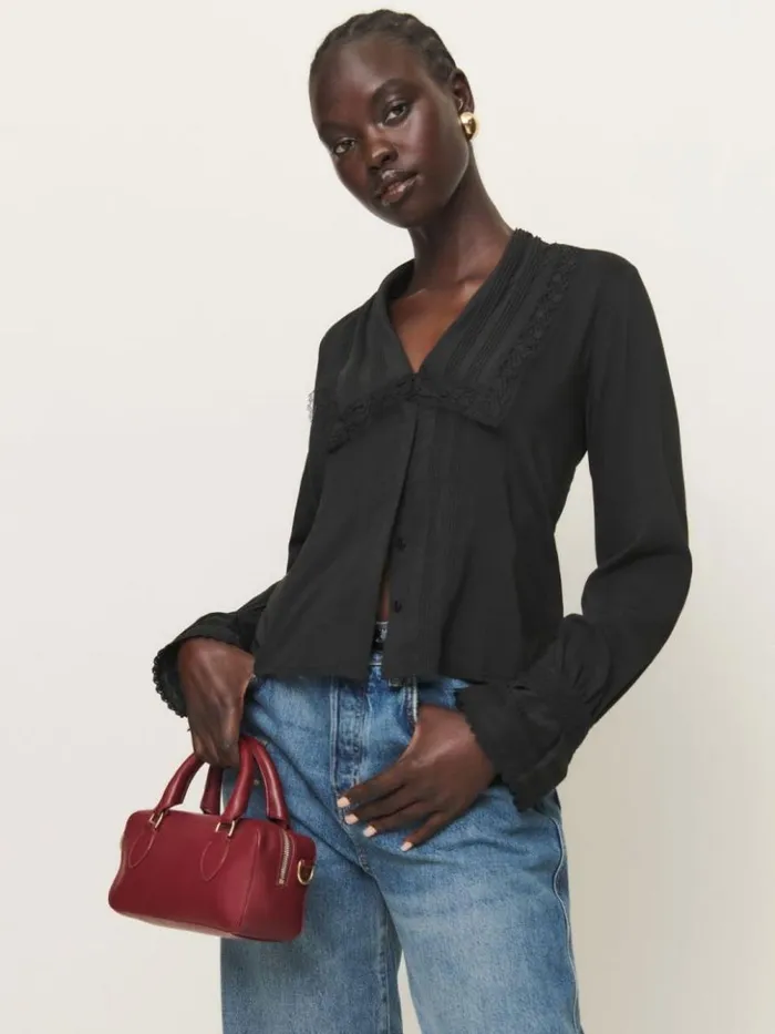 Clothing The Reformation Vivi Top Black