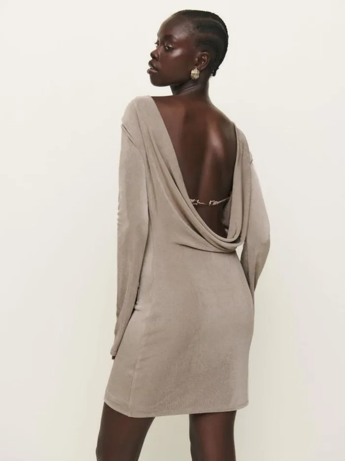 Clothing The Reformation Vivien Knit Dress Stone