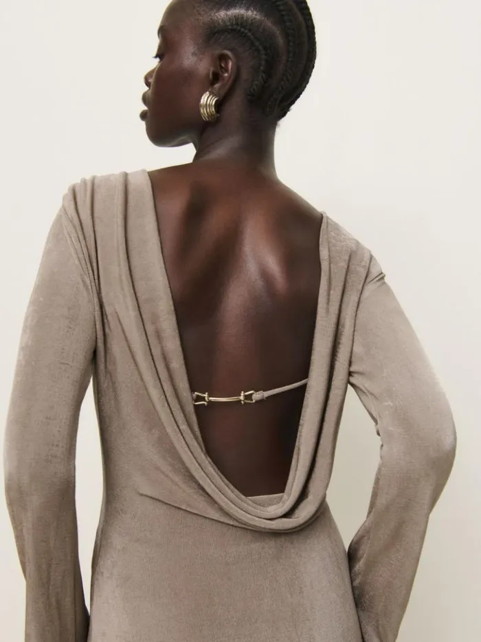 Clothing The Reformation Vivien Knit Dress Stone