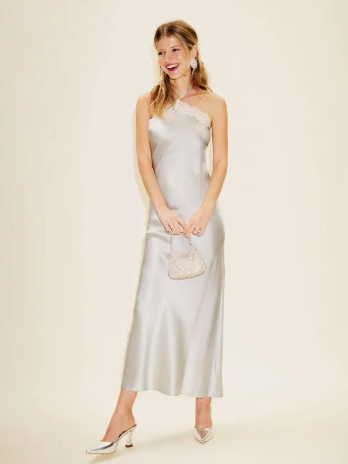 ClothingWeddings The Reformation Aara Silk Dress Moonlight