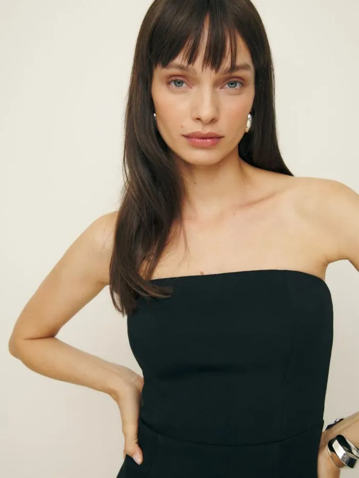 ClothingWeddings The Reformation Amber Knit Dress Black