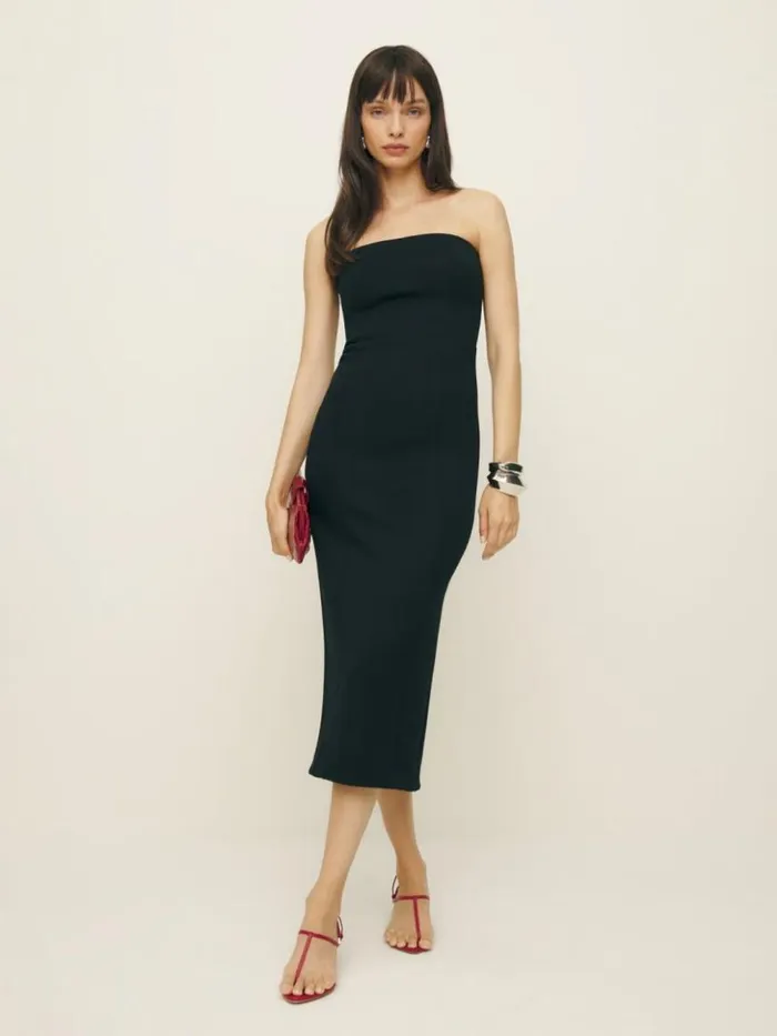 ClothingWeddings The Reformation Amber Knit Dress Black