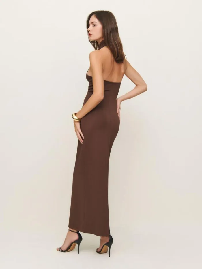ClothingWeddings The Reformation Bonnie Knit Dress Brown