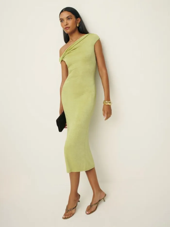 ClothingWeddings The Reformation Jamen Knit Dress Lime Squeeze