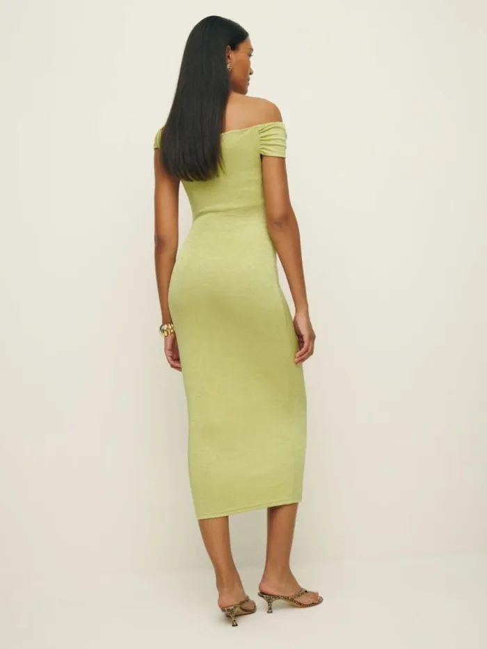 ClothingWeddings The Reformation Jamen Knit Dress Lime Squeeze