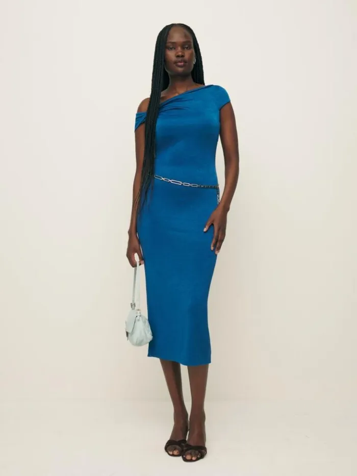 ClothingWeddings The Reformation Jamen Knit Dress Royal