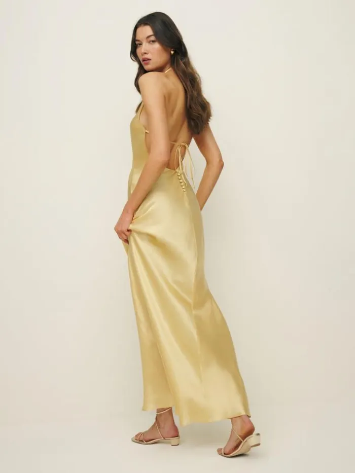 ClothingWeddings The Reformation Petites Jeany Silk Dress Sunshine