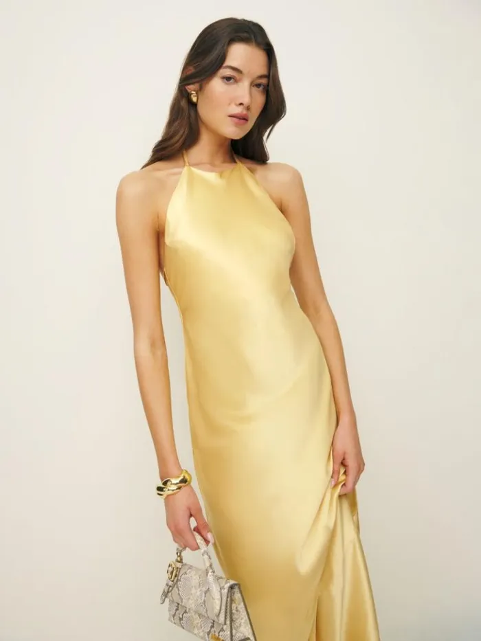 ClothingWeddings The Reformation Petites Jeany Silk Dress Sunshine
