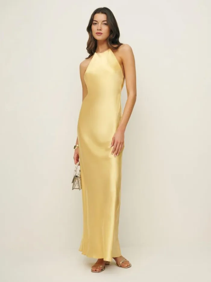 ClothingWeddings The Reformation Petites Jeany Silk Dress Sunshine