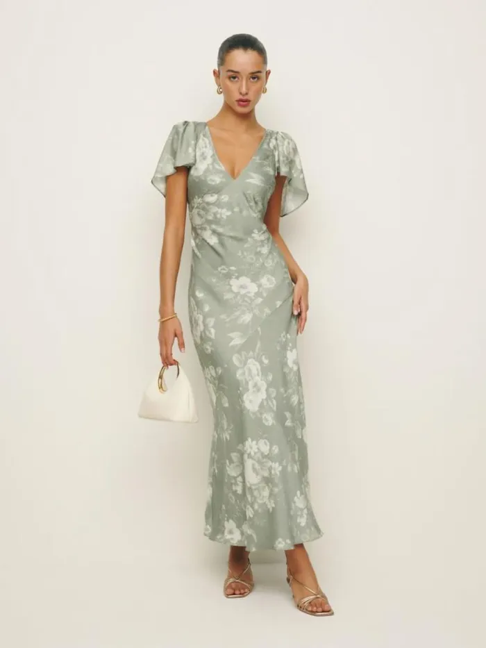 ClothingWeddings The Reformation Vida Satin Dress Vendela