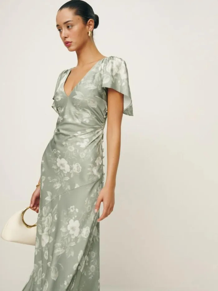 ClothingWeddings The Reformation Vida Satin Dress Vendela