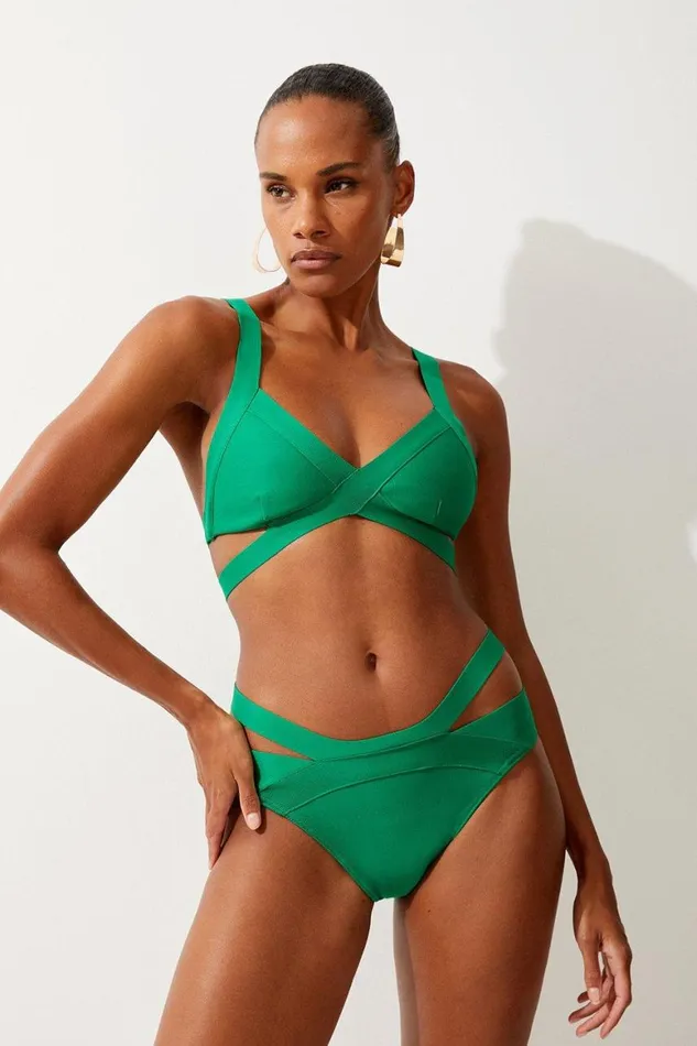 CoOrds Women Karen Millen Bandage Strappy Bikini Set Green