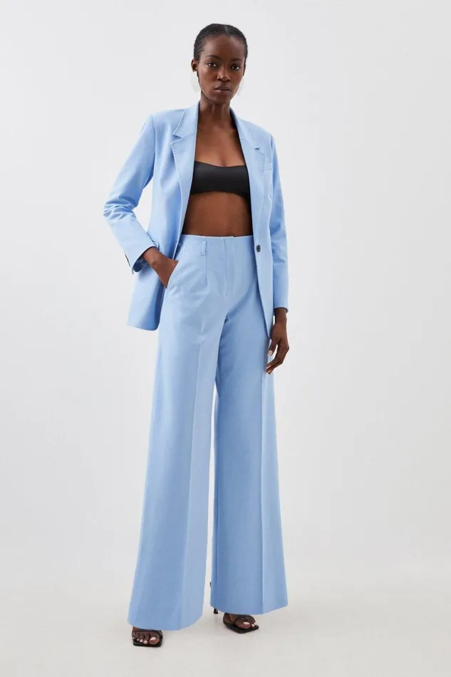 CoOrds Women Karen Millen Tailored Single Breasted Pocket Detail Blazer and Trouser Set Blue CoOrds Women Karen Millen Tailored Single Breasted Pocket Detail Blazer and Trouser Set Blue