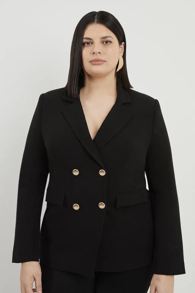 Coats and Jackets Women Karen Millen Plus Size Tailored Doubled Breasted Blazer Black Coats and Jackets Women Karen Millen Plus Size Tailored Doubled Breasted Blazer Black