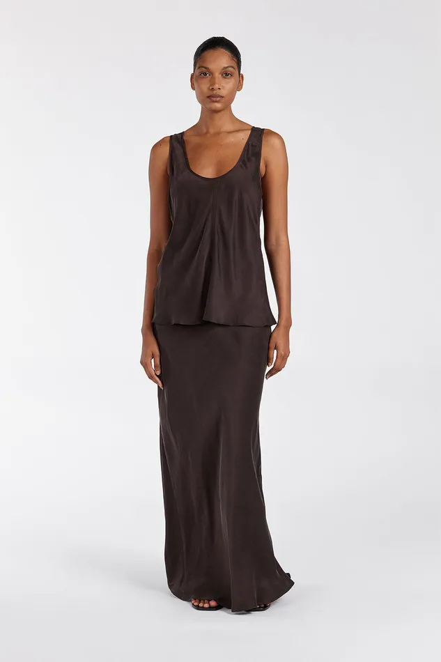 COLETTE BITTER CHOC SILK CAMI TOP Women DISSH Event Dresses