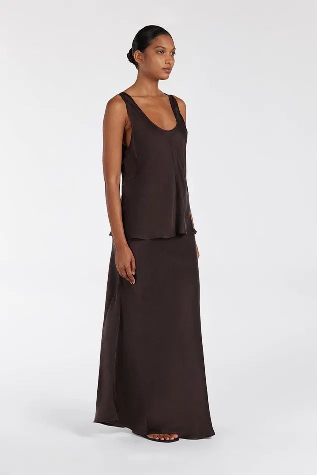 COLETTE BITTER CHOC SILK CAMI TOP Women DISSH Event Dresses