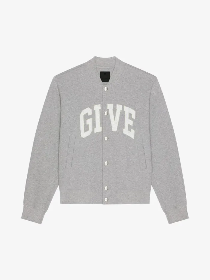 College Varsity Jacket In Fleece Light Grey Melange Men Givenchy Coats and Jackets