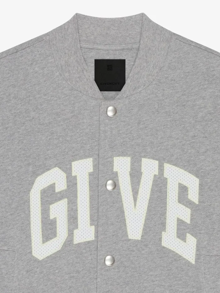 College Varsity Jacket In Fleece Light Grey Melange Men Givenchy Coats and Jackets