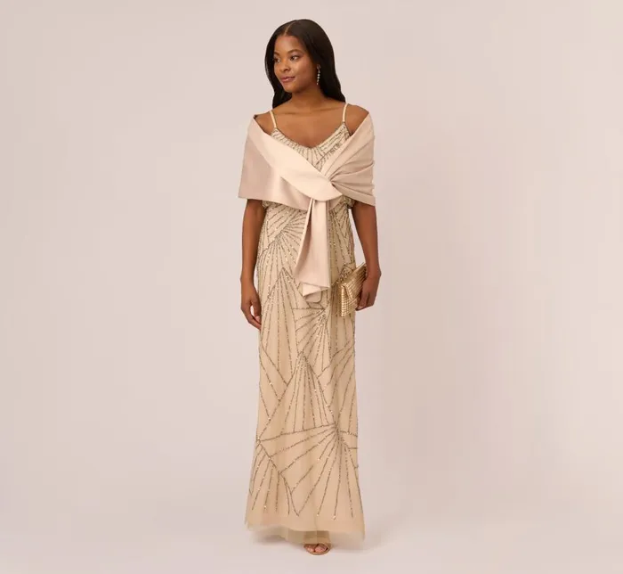 Cover Ups Womens Adrianna Papell Charmuese Wrap In Champagne