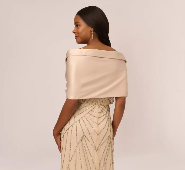 Cover Ups Womens Adrianna Papell Charmuese Wrap In Champagne
