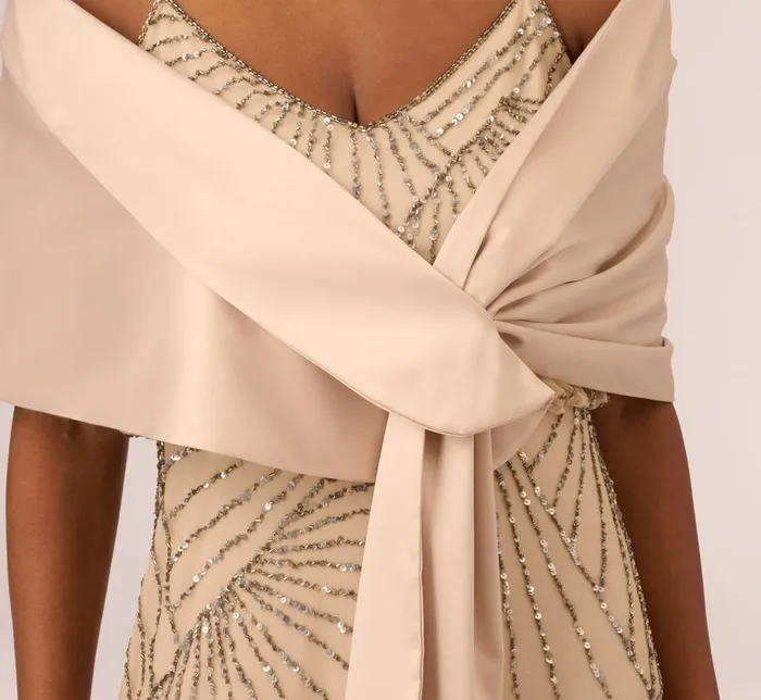 Cover Ups Womens Adrianna Papell Charmuese Wrap In Champagne