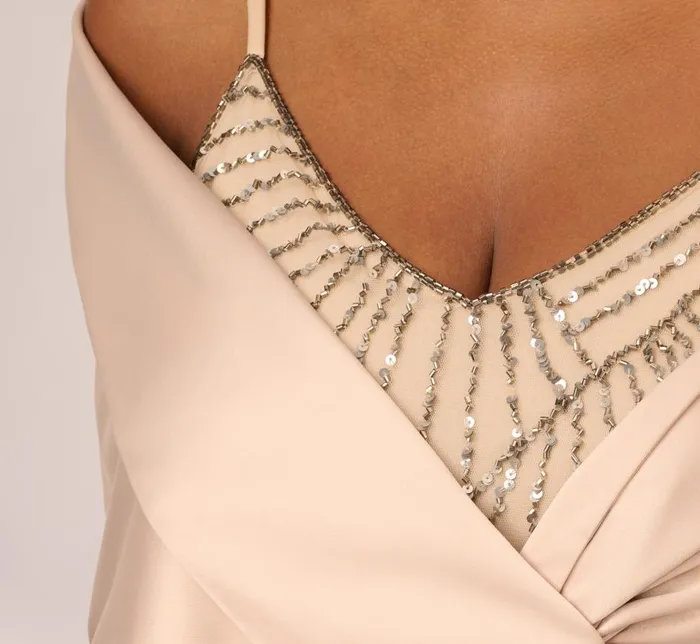 Cover Ups Womens Adrianna Papell Charmuese Wrap In Champagne