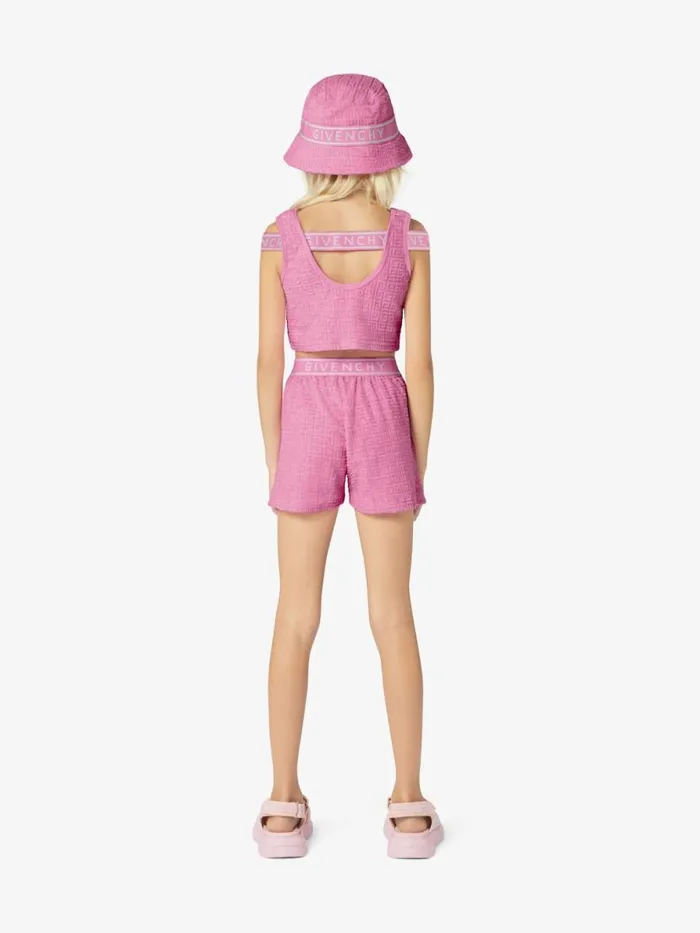 Cropped Top In 4g Cotton Towelling Jacquard Pink Kids Givenchy